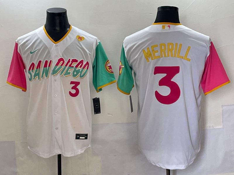 Men 2025 San Diego Padres #3 Merrill White City edition Nike MLB Jersey style 4->san diego padres->MLB Jersey